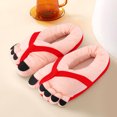 thumbnail image 5 of Big Toe Shoes, Funny Cartoon Cotton Slippers Toe Shoes, Warm Soft Slippers, Male Female Winter Cartoon Funny Indoor Warm Shoes - 11.8 x 11 inch (Red, 1 pair), 5 of 5