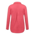 thumbnail image 5 of ABATAB Women Oversized Cotton Linen Shirts Lightweight Summer Fall Collared Long Sleeve Casual Tops Plain Button down T-Shirts(X-Large,Red 2), 5 of 6