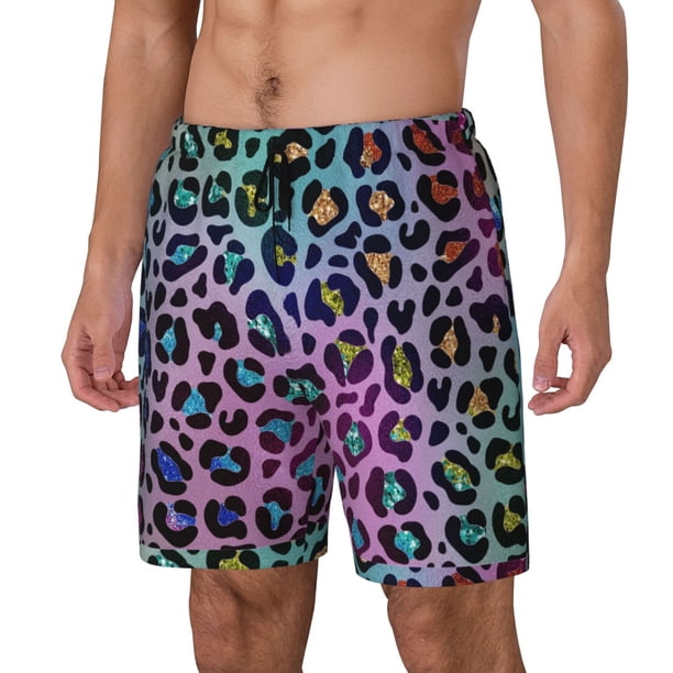 Fotbe Rainbow Animal Skin Traje de Baño para Hombre – Shorts de Natación de Secado Rápido con Forro y Bolsillos-Small