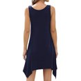 thumbnail image 4 of Women Irregular Hem V Neck Sleeveless Solid Color Beach Mini Dress, 4 of 4