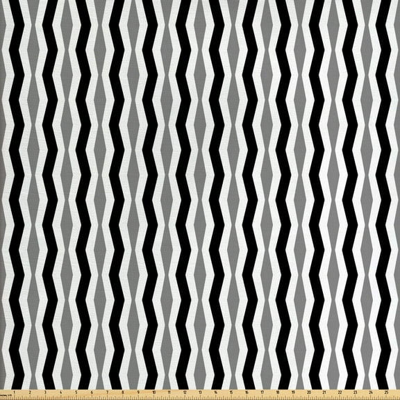 Abstract Fabric by the Yard, Digitally Generated Vertical Zig Zags or Chevron Inspired Streaks, Upholstery Fabric for Dining Chairs Home Decor Accents, 2 Yards, Charcoal Grey Dimgray by Ambesonne