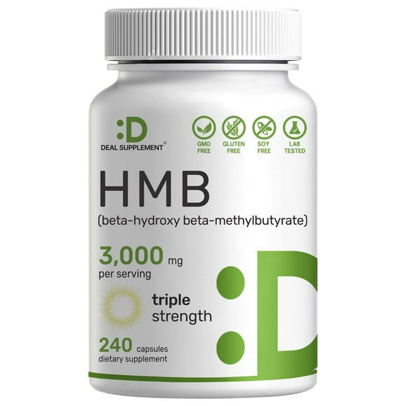 DEAL SUPPLEMENT Ultra Strength HMB Supplements 3,000mg Per Serving, 240 Capsules | Third Party Tested | Supports Muscle Growth, Retention & Lean Muscle Mass | Fast Workout Recovery