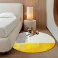 thumbnail image 2 of Yellow Gray Round Area&nbsp;Rug 3ft Graffiti Art Mottled Color Block Geometric Modern Non-Slip&nbsp;Washable Circle Rugs Soft Felt Indoor Floor Mat for Bedroom Kitchen Living Room Bathroom, 2 of 9