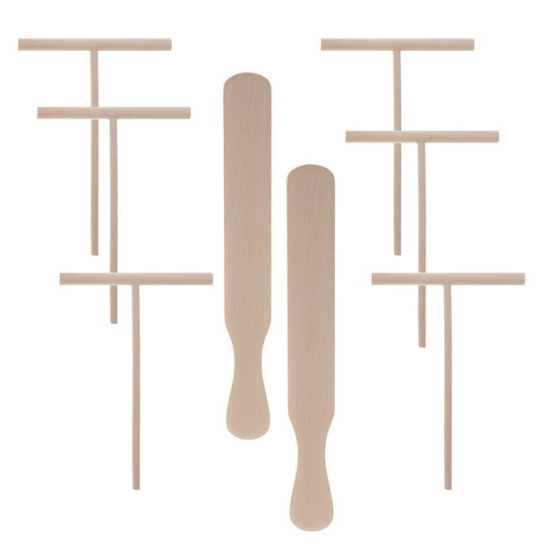 EeaseMX 8 rastrillos de madera para panqueques y tortillas (2 espátulas y 6 espátulas en forma de T)