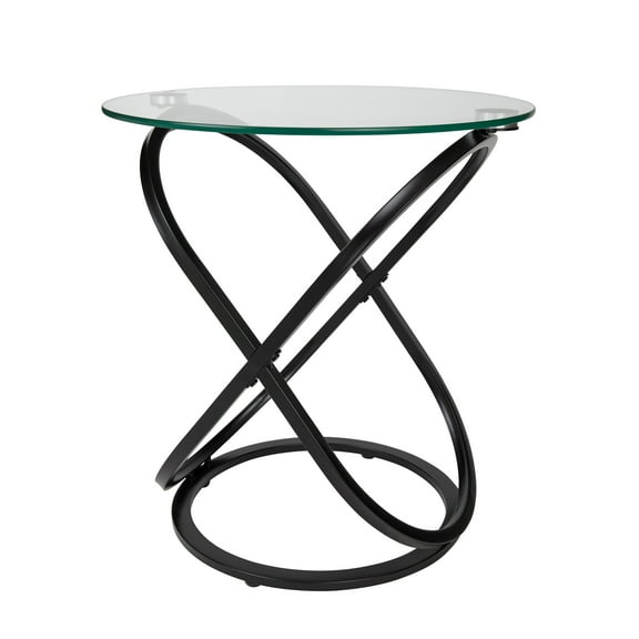 Danya B. Galaxy Black and Tempered Glass Round End Table