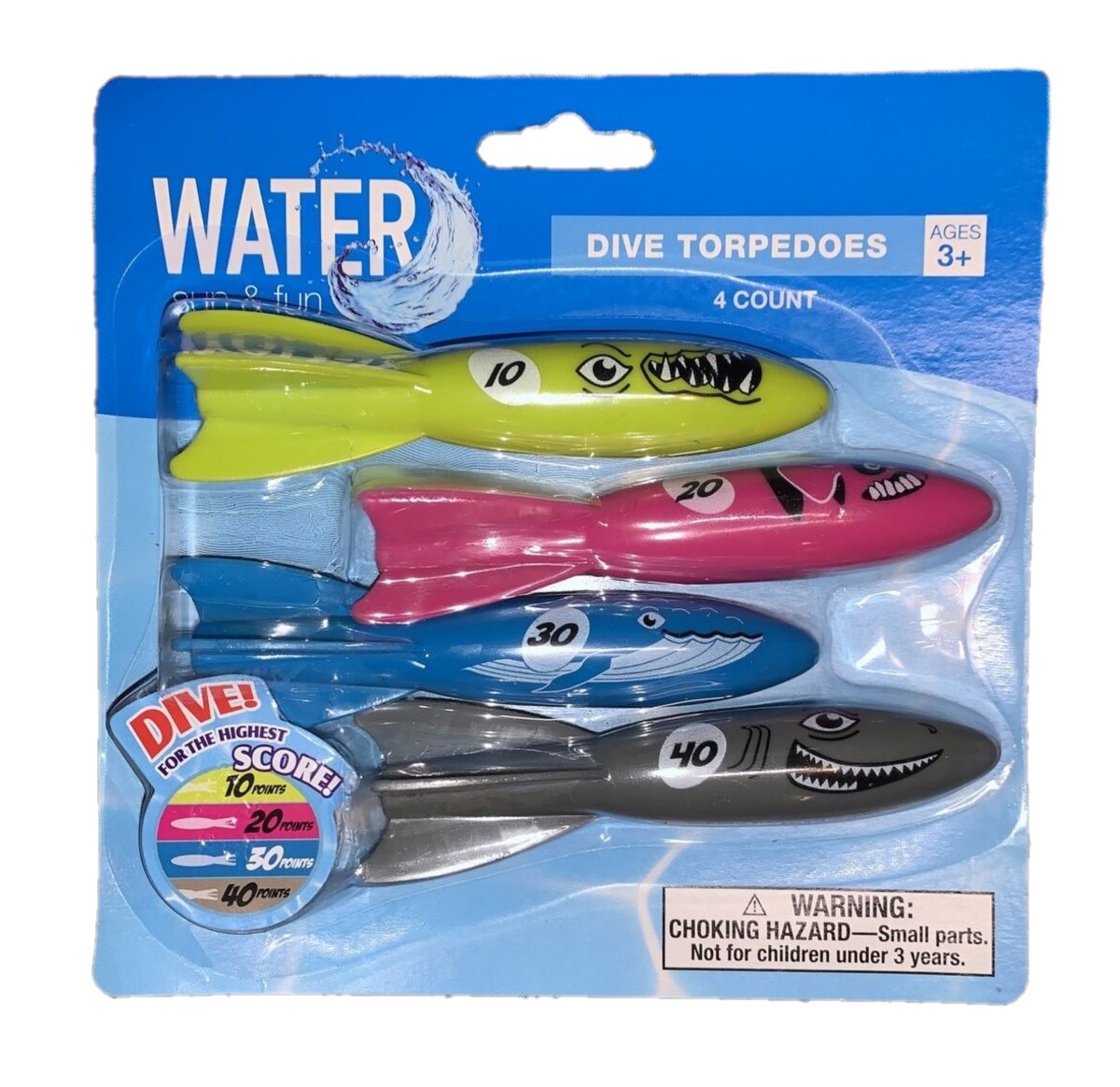 Water Sun & Fun Dive Torpedoes for Kids, For Ages 3 & Above, 4 Count