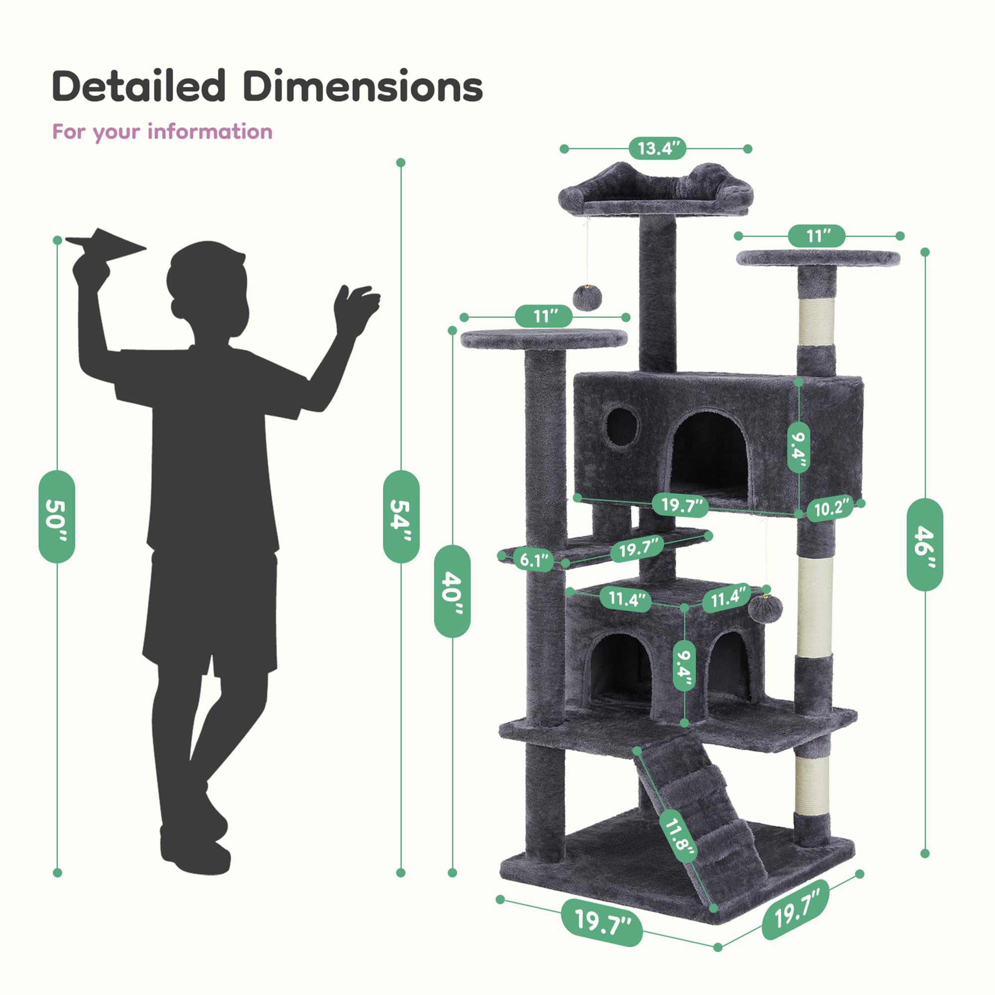 Kadyn 54" Multi-Level Cat Tree Tower, Indoor Cat Tree House, Pet Playroom with Large Condo, Gray Kadyn 54" Multi-Level Cat Tree Tower, Indoor Cat Tree House, Pet Playroom with Large Condo, Gray