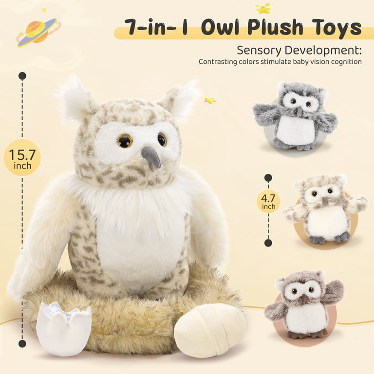 Owl Plush Family Set with Babies, Eggs and Nest photo 8
