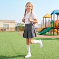thumbnail image 6 of Girls Pleated Uniform Skirts with Shorts Elastic Waist Kids Cute Mini Tennis Skirt Back to School Clothes,170, 6 of 8