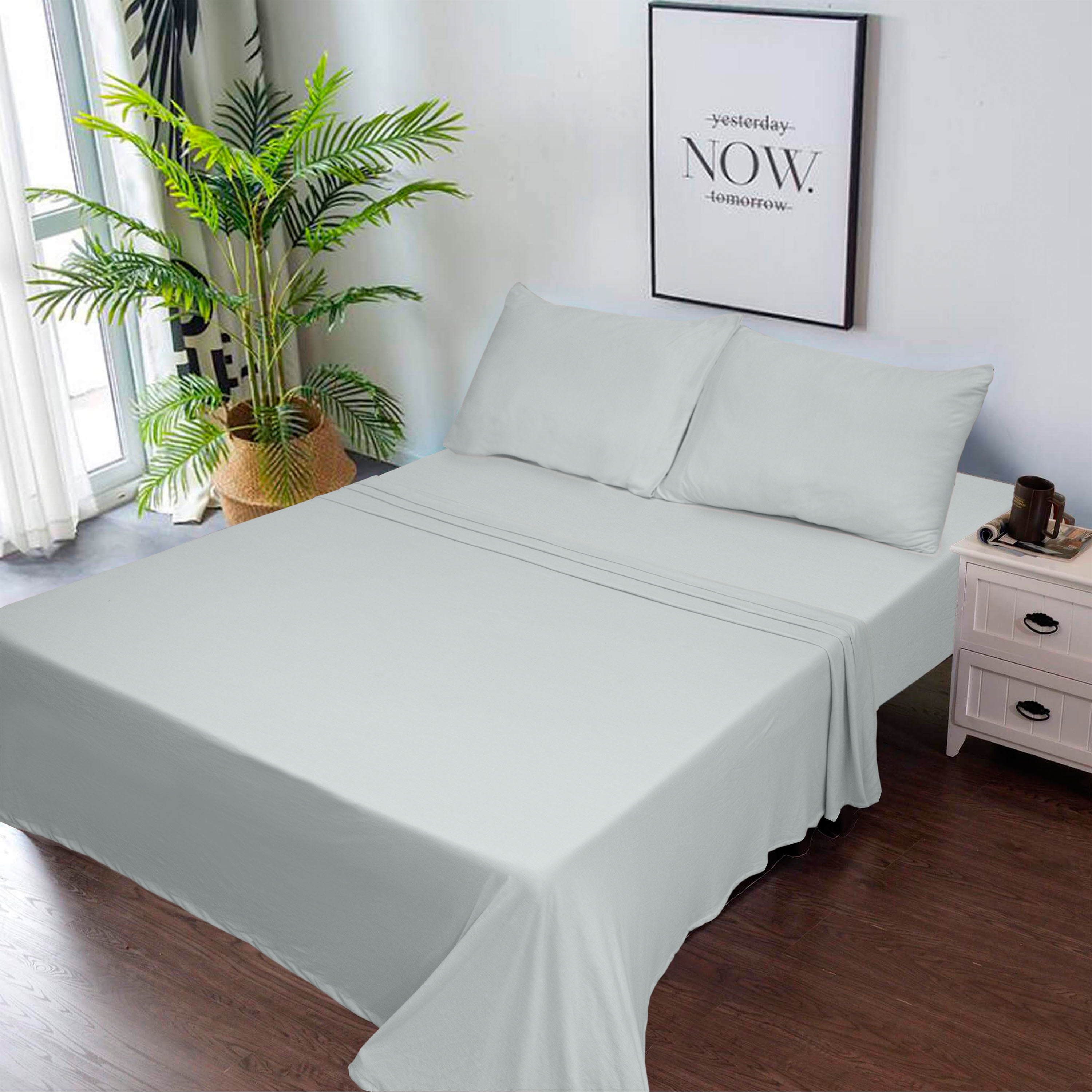 EnvioHome Quality Knit 100 Plain Cotton Jersey Knit Bed Sheet Set Deep