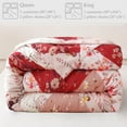thumbnail image 4 of Whale Flotilla 3-Piece Queen Comforter Set, Soft Reversible Bedding Comforter Sets, Patchwork Printed Down Alternative Comforter Duvet for All Seasons, Red, 4 of 9