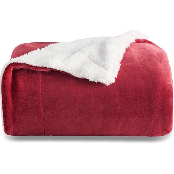Bedsure Sherpa Fleece Throw Blanket Twin Size Red Thick and Warm
