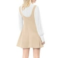 thumbnail image 4 of INSPIRE CHIC Women's Overall Dress Solid U Neck Button Decor Flared Hem XL Beige, 4 of 9
