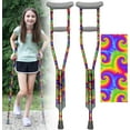thumbnail image 2 of My Crutches -Fashion Designed Colored Youth Junior Crutches for Kids/Teens/Adults w Adjustable Handgrip & Length Lightweight Durable Aluminum w Underarm Padding (Tie Dye for Heights 4'5" to 5'2"), 2 of 4