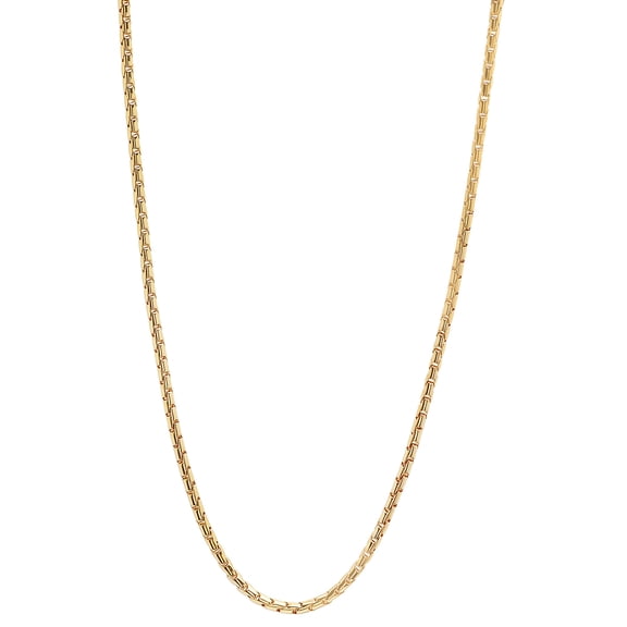 2mm 14k Yellow Gold Plated Square Box Choker Chain Necklace, 18 inches