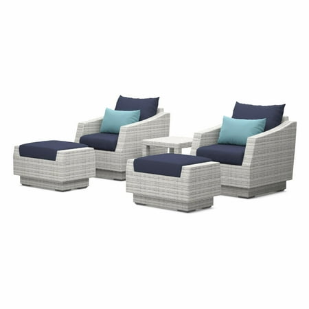RST Brands Cannes 5 Piece Club Chair and Ottoman Conversation Set