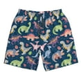 thumbnail image 2 of Honeii's Dinosaur Print Men's Casual Shorts with Drawstring，Swim Trunks Quick Dry Beach Shorts, 2 of 5