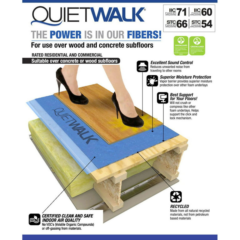 QuietWalk Luxury Vinyl Acoustical and Vapor Barrier 60-ft x 6-ft x 1.4-mm  Premium Felt Flooring Underlayment (360-sq ft / (Roll) at