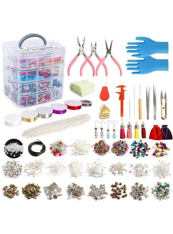 Jewelry Making Kit, 1960 PCS Jewelry Making Supplies Includes Jewelry Beads, Instructions, Findings, Wire for Bracelet, Necklace, Earrings Making, Great Gift for Adults
