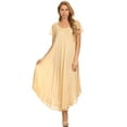 thumbnail image 5 of Sakkas Everyday Essentials Cap Sleeve Caftan Dress / Cover Up - Beige - One Size, 5 of 5