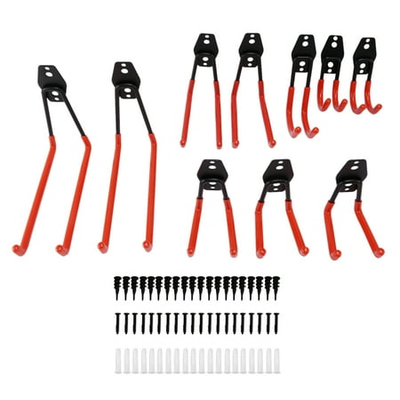 

Garage Storage Utility Double Hook Easy to Install Wall-Mounted Heavy Duty Hanger for Organizing Power Tools Chairs Bicycles Ropes Bulk Items 10 Packs Per Pack