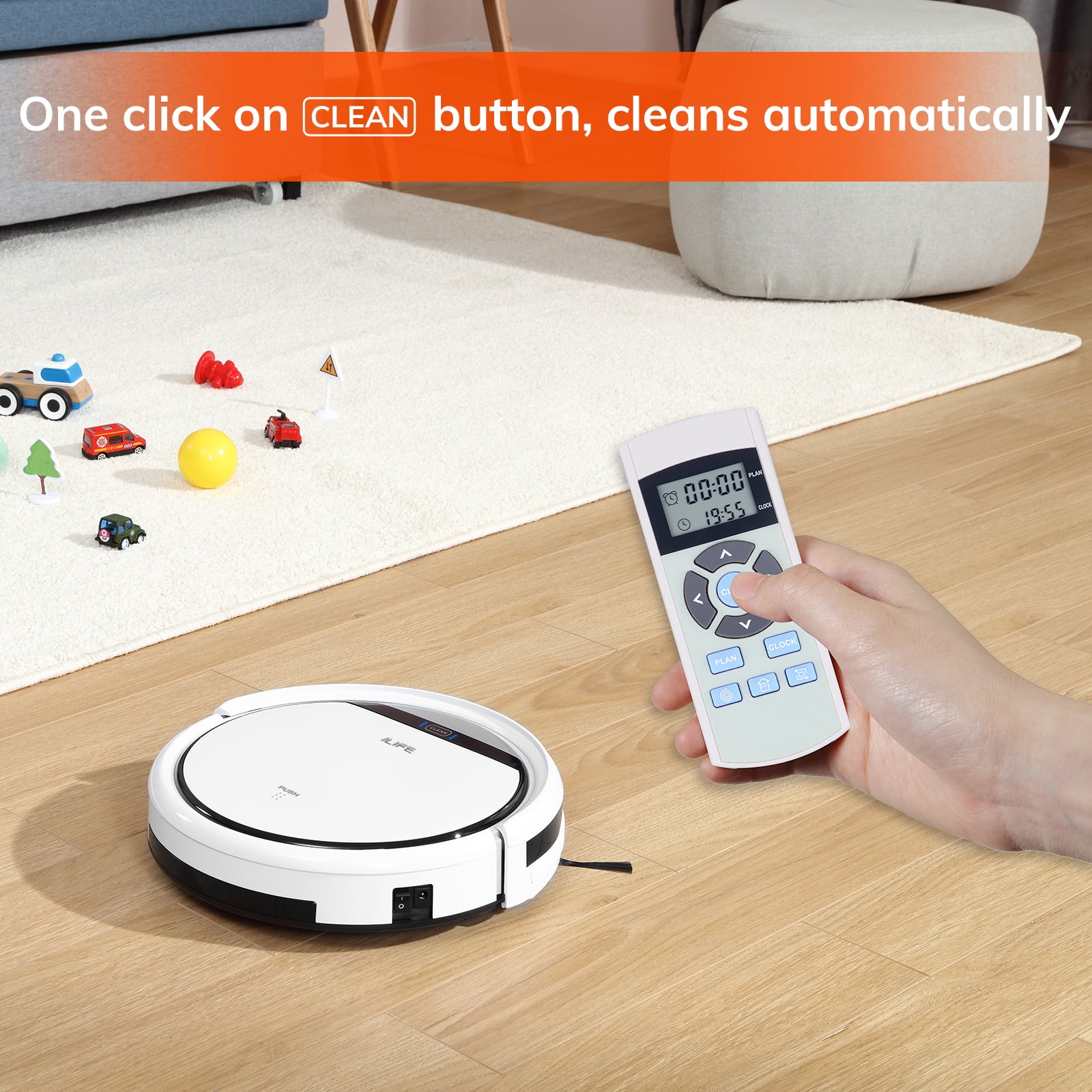ILIFE V3s Pro Robot Vacuum Cleaner, Tangle-free Suction , Slim, Automatic  Self-Charging Robotic Vacuum Cleaner, Daily Schedule Cleaning, Ideal For  Pet Hair，Hard Floor and Low Pile Carpet