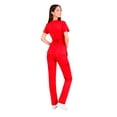 thumbnail image 3 of Uniforme Médico Dama, Enfermera, terapeuta, Doctora Quirúrgico Piel de Durazno   ROSA ROJO/NEGRO  MED, 3 of 4