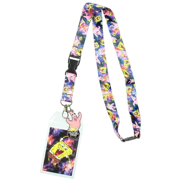 SpongeBob Squarepants ID Lanyard with Detachable Badge Holder, Patrick Charm, And Collectible Sticker