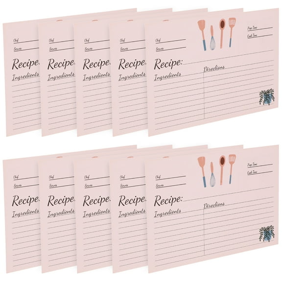 IDEANATEGRATE 50Pcs Recipe Cards Beige Paper Food Note Cards Rustic Style For Kitchen Recording Cooking Methods