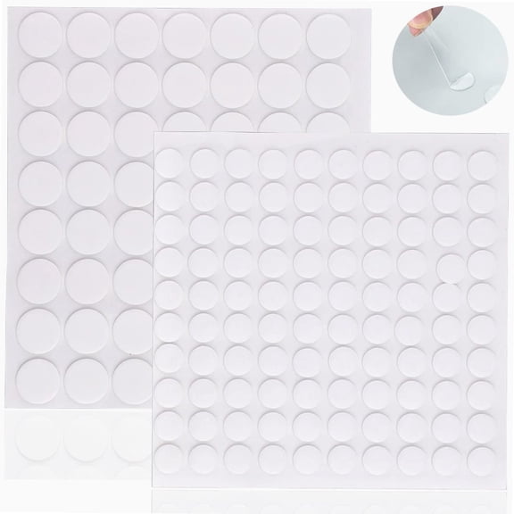 156 PCS Double Sided Adhesive Dots, Removable Clear Sticky Putty No Trace Round Adhesive Putty for Wall Hanging Festival Decoration (10mm 15mm)