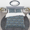 thumbnail image 2 of Designart 'Geometric abstract waves in gold and marine blue' Mid-Century Modern Duvet Cover Set, 2 of 4