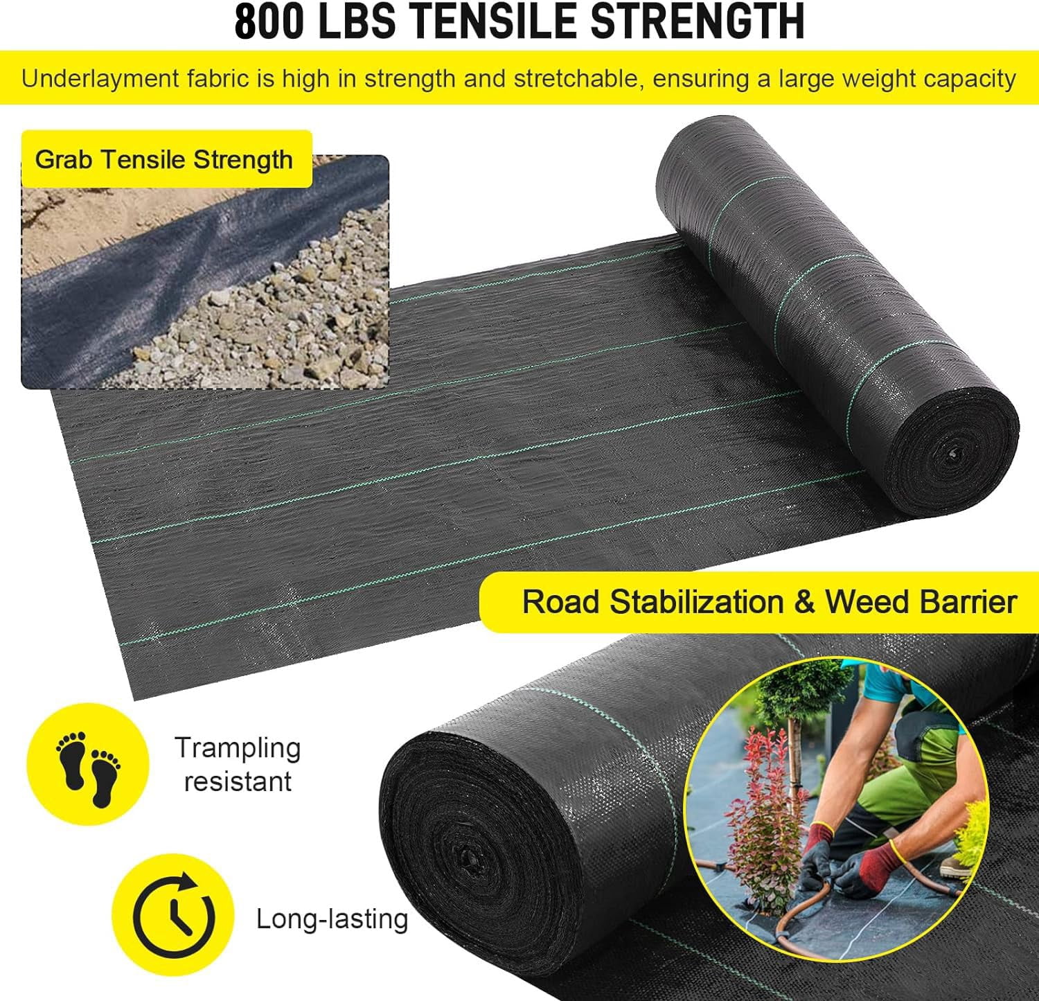 Driveway Fabric, 13x65 ft Road Fabric Commercial Weed Barrier Fabric, Landscape Fabric Heavy Duty 3.5OZ French Drain Fabric for Erosion Control,Landscape Fabric,Weed Barrier,Construction Projects
