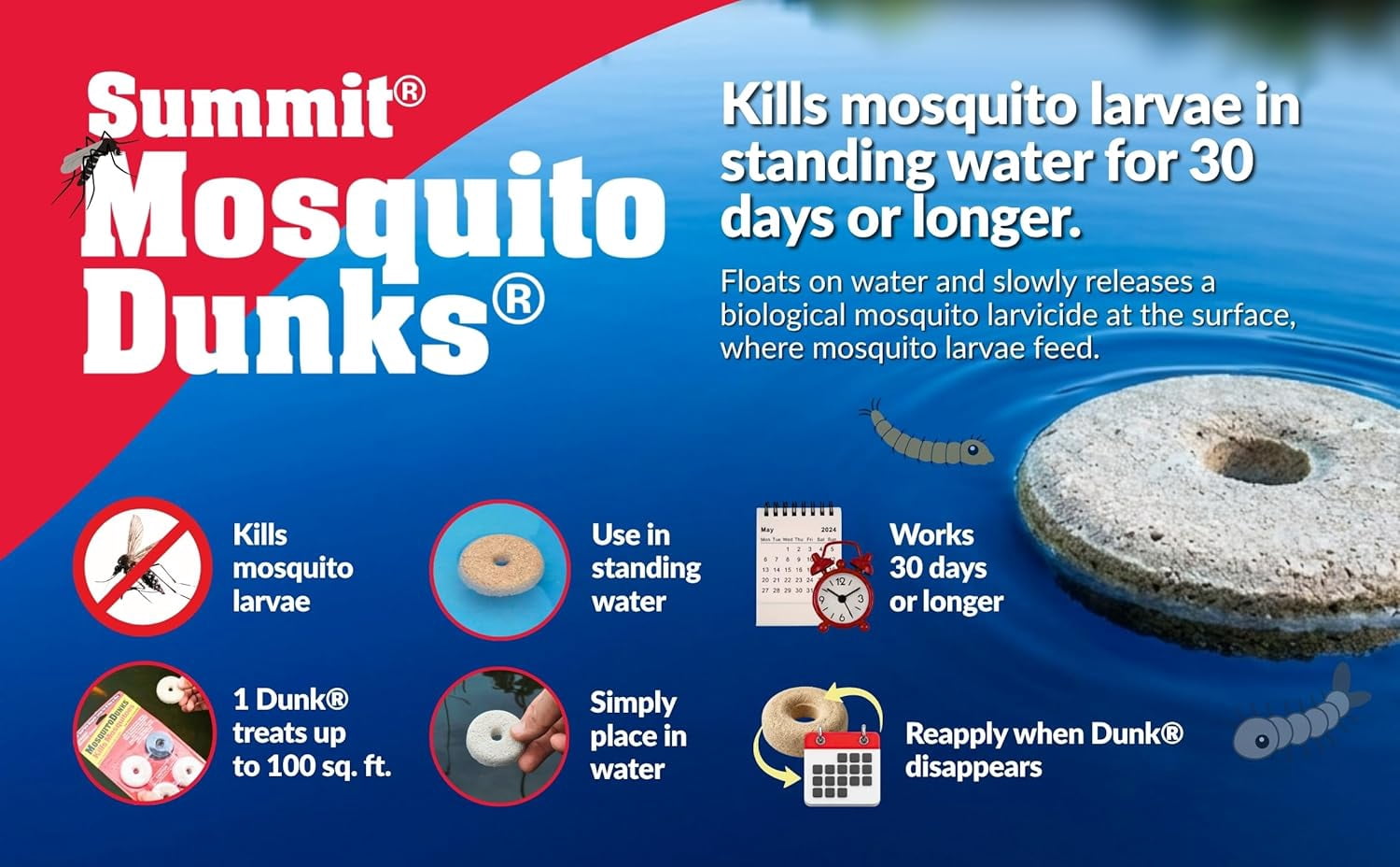 Mosquito Dunks Biological Mosquito Control, Kills Mosquitoe Larvae 6 Pack