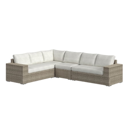 Flora 6PC Conversion Set in Natural and Olefin Beige with Ottoman