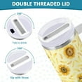 thumbnail image 3 of Gobelet Isotherme de 30 oz avec Poignée, Couvercle et Paille, Bouteille/gobelet d'Eau en Acier Inoxydable, Tasse/verre d'Eau Réutilisable, Compatible avec Porte-Gobelet, Tournesols Jaunes, 3 of 6