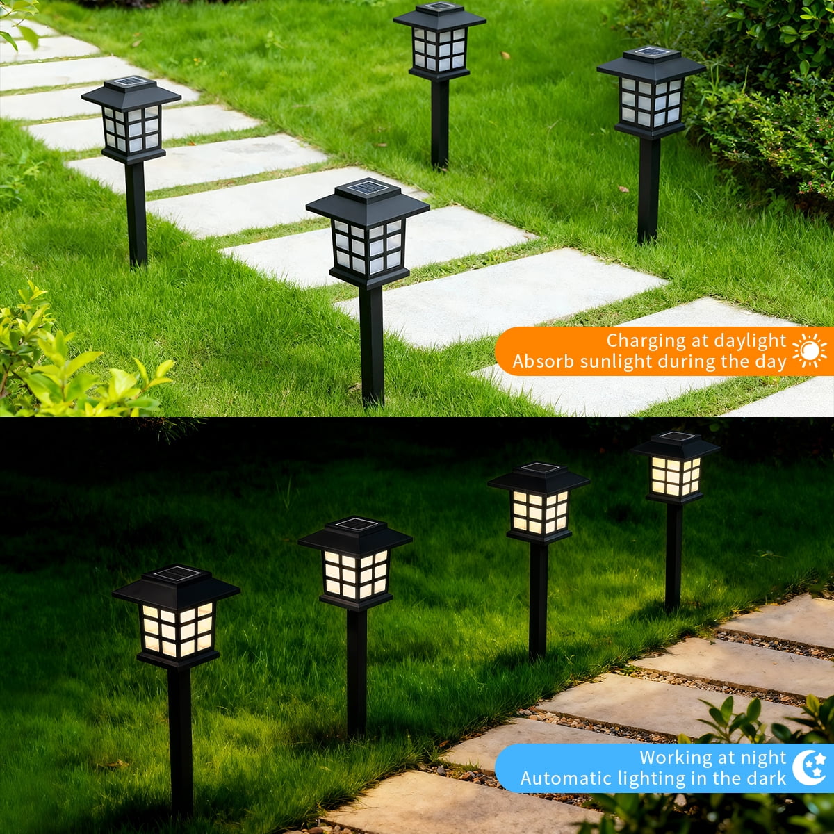 24 Pack Solar Lights Outdoor Decorative, Solar LED Waterproof Pathway Lights Outdoor, Solar Powered Retro Garden Yard Lights for Garden, Landscape, Path, Yard, Patio, Warm