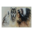 thumbnail image 1 of Colorful Cutting Board, Blur Mystic Painting of Young Native Man Feather Wolves, Decorative Tempered Glass Cutting and Serving Board, Small Size, Multicolor, by Ambesonne, 1 of 1