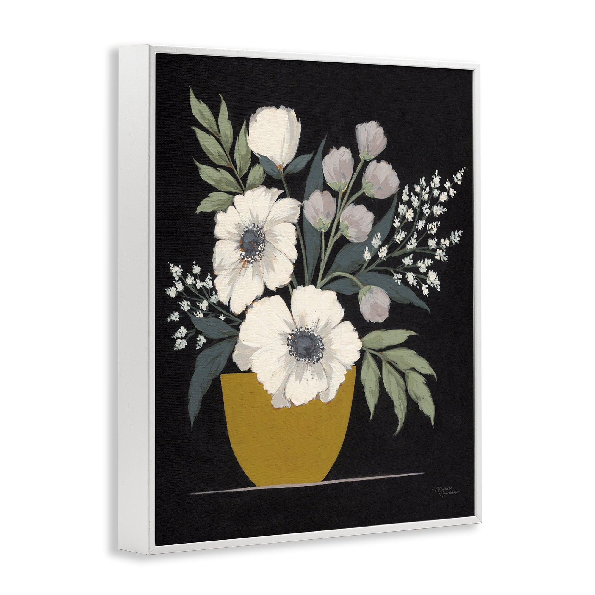 Stupell Industries Potted Flower Bouquet Botanical & Floral Painting White Framed Art Print Wall Art, 24 x 30