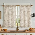 thumbnail image 1 of Floral Kitchen Curtains for Windows 24 Inch Farmhouse Country Linen Tier Curtains Botanic Small Window Drapes for Living Room Bathroom Laundry RV Rod Pocket Rustic 2 Panels Tan on Beige, 1 of 8