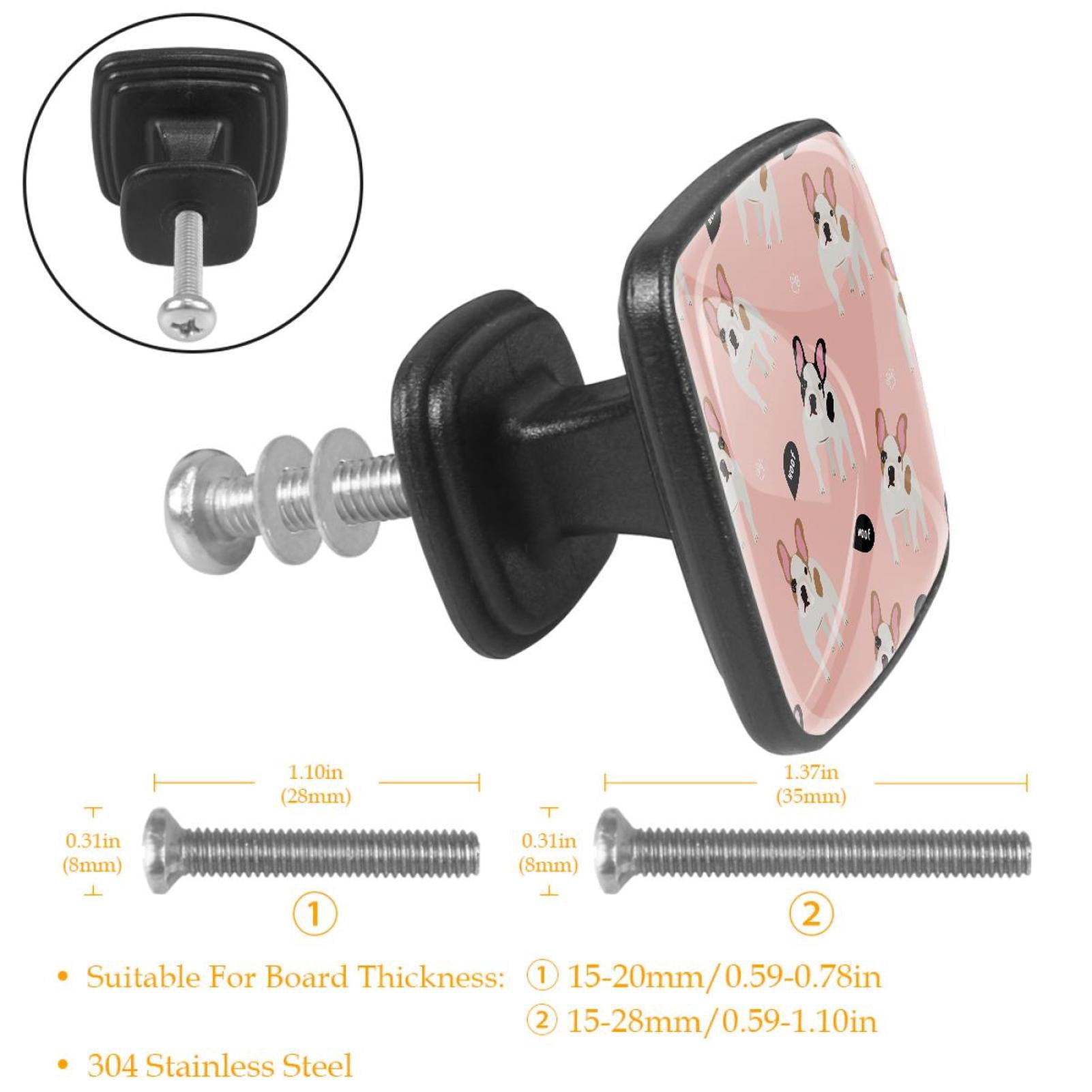 4 Pcs Cabinet Handle Drawer Pulls French Bulldog Knobs with Screws Square Furniture Office Cabinet Knob Decoration