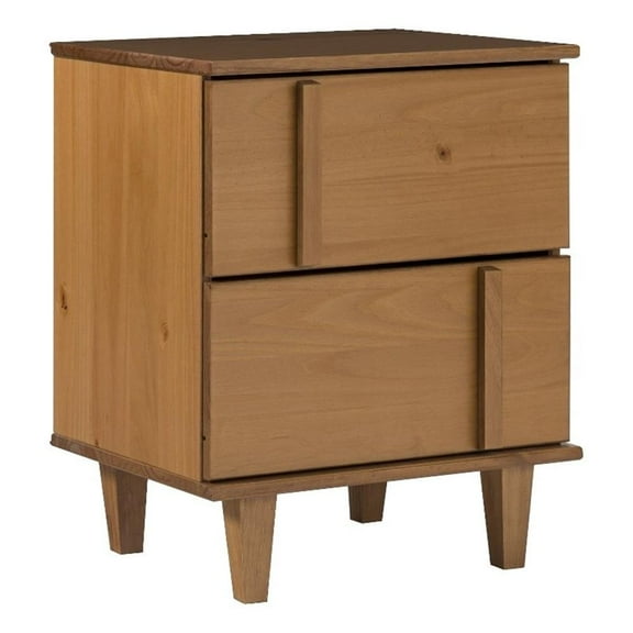 Pemberly Row 20" Modern Solid Wood 2-Drawer Nightstand - Caramel