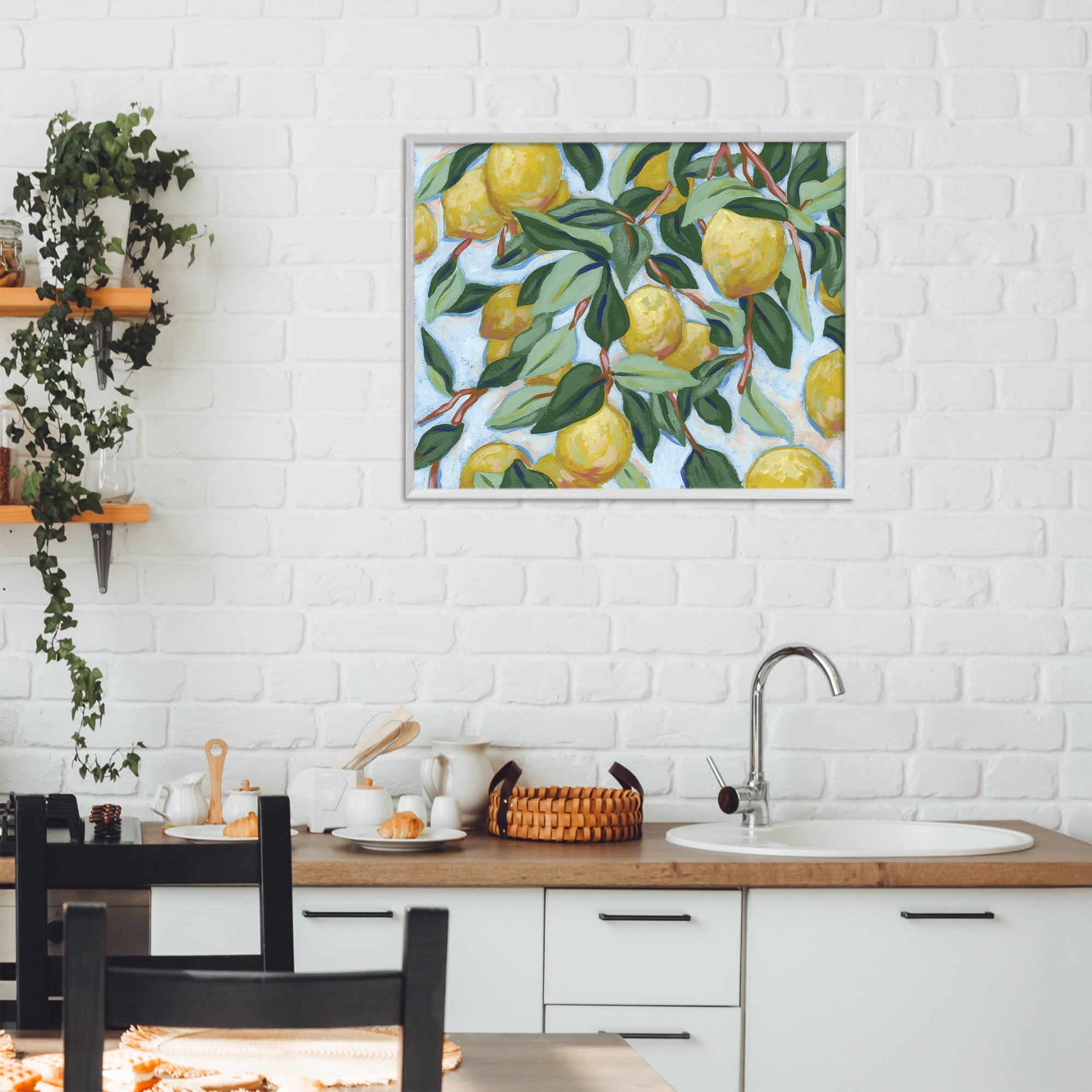 Stupell Industries Summer Citrus Tree White Framed Giclee Art, design by June Erica Vess