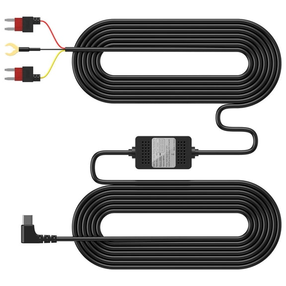 BIBABLYKE Dashcam Hard Wire Kit USB Type C 12V 24V to 5V/3A Power Supply for Car Camera with Low Voltage Protection&Fuses Adapters