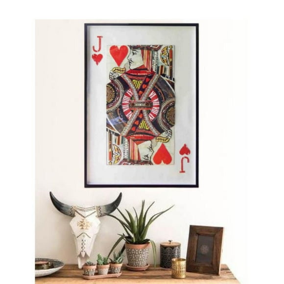 Statement Wall Art – 'Playing Card Jack of Red Hearts' (58"H x 40"W x 1.6"D), Bold and Vibrant Design with Intricate Details, High-Quality Print on Durable Canvas