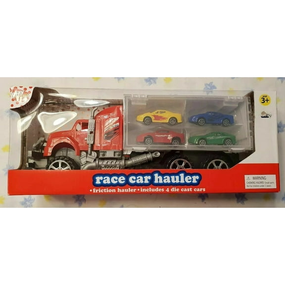 Semi Race Car Friction Hauler Includes 4 Die Cast Cars Ages 3  2018 Play Right
