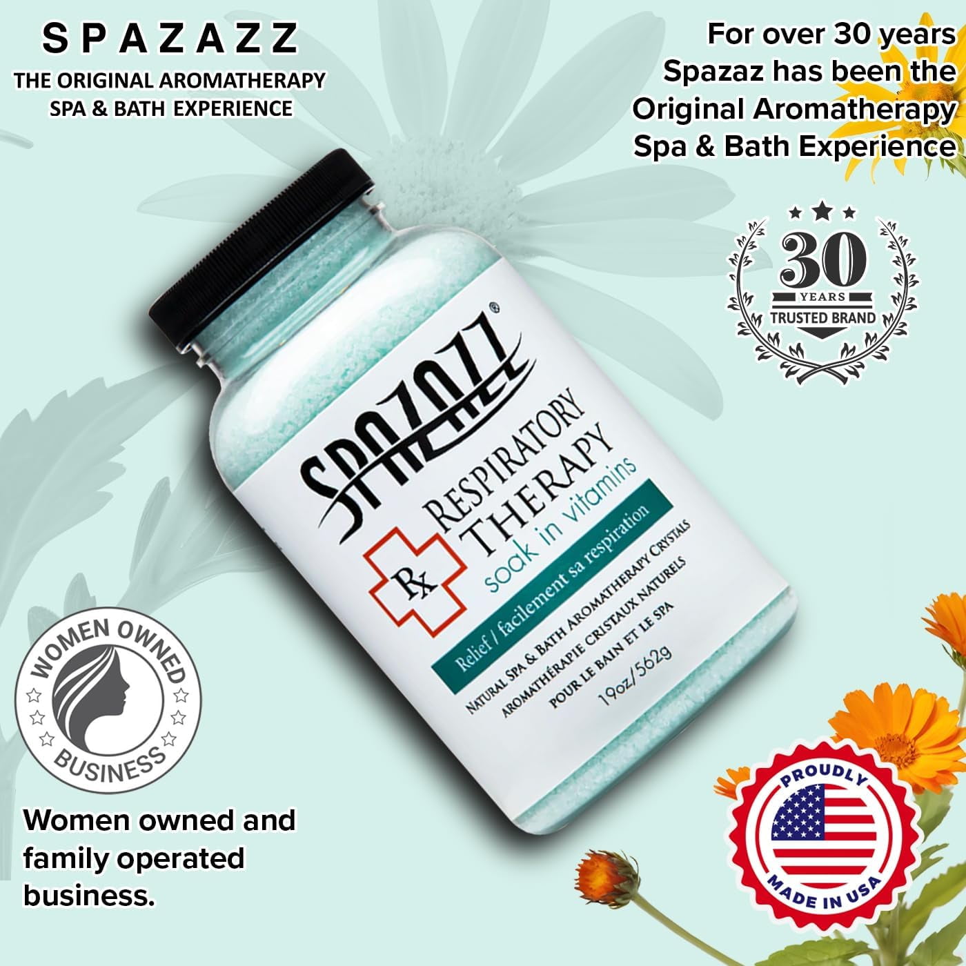 Spazazz Aromatherapy Spa and Bath Crystals - Respiratory Therapy (2 Pack)