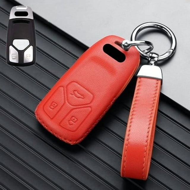 Car Key Fob Cover Case Protector Genuine Leather Car Key Fob Case Cover For Audi A4 A5 S4 S5 Q5 Q7 SQ5 B9 TT TTS