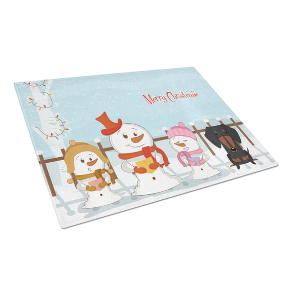 Caroline's Treasures Merry Christmas Carolers Dachshund Black Tan Glass Cutting Board Large