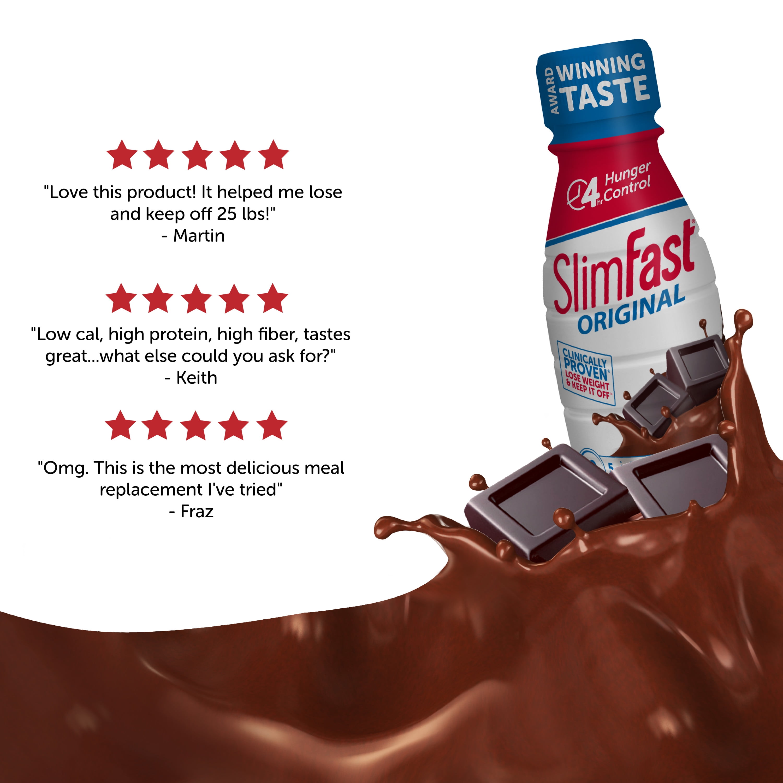 SlimFast Original Ready to Drink Meal Replacement Shakes, Rich Chocolate Royale, 11 fl. oz., 4 Pack