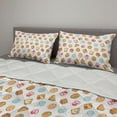 thumbnail image 2 of Morning Comforter & Sham Bedding Set, Breakfast Yummy Sandwich Burgers Along Fries Cereals Crepes Cheese, 3 pcs Duvet Set Microfiber Filling Quilt, 5 Sizes, Apricot and Pale Azure Blue, by Ambesonne, 2 of 4